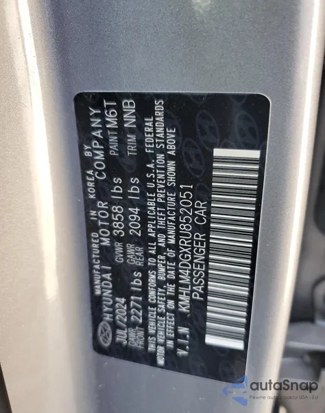 2024 Hyundai Elantra Sel из США, поврежденный, VIN KMHLM4DGXRU852051